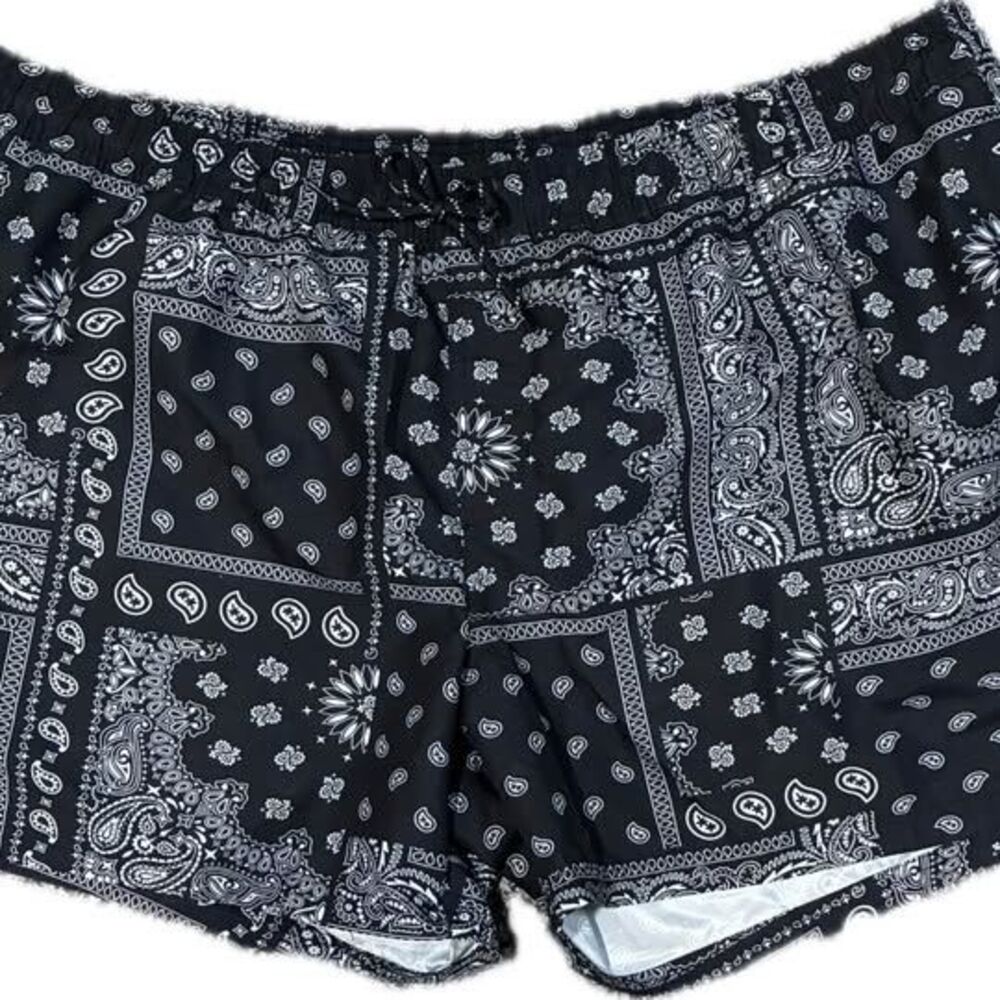 Black Paisley Bandana Print Swim Trunks 5" Inseam NWT Size 3XL (48-50)